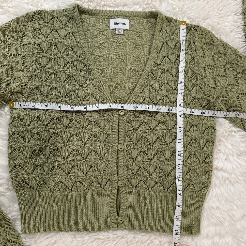 Rhythm Boho Knit Cardigan Earthy Minimalist Coastal Chic Sweater - Picture 5 of 8